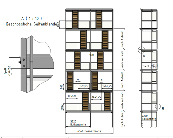 Werkplanung der Balkontürme - Umsetzung als 4-Stützen bzw. 6-Stützen-Version4