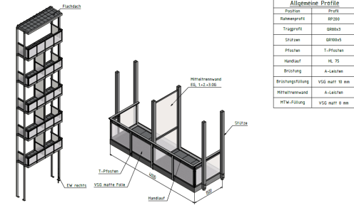 Werkplanung-Isometrie-Balkonbau-Alubalkone BONDA Bad Taunus