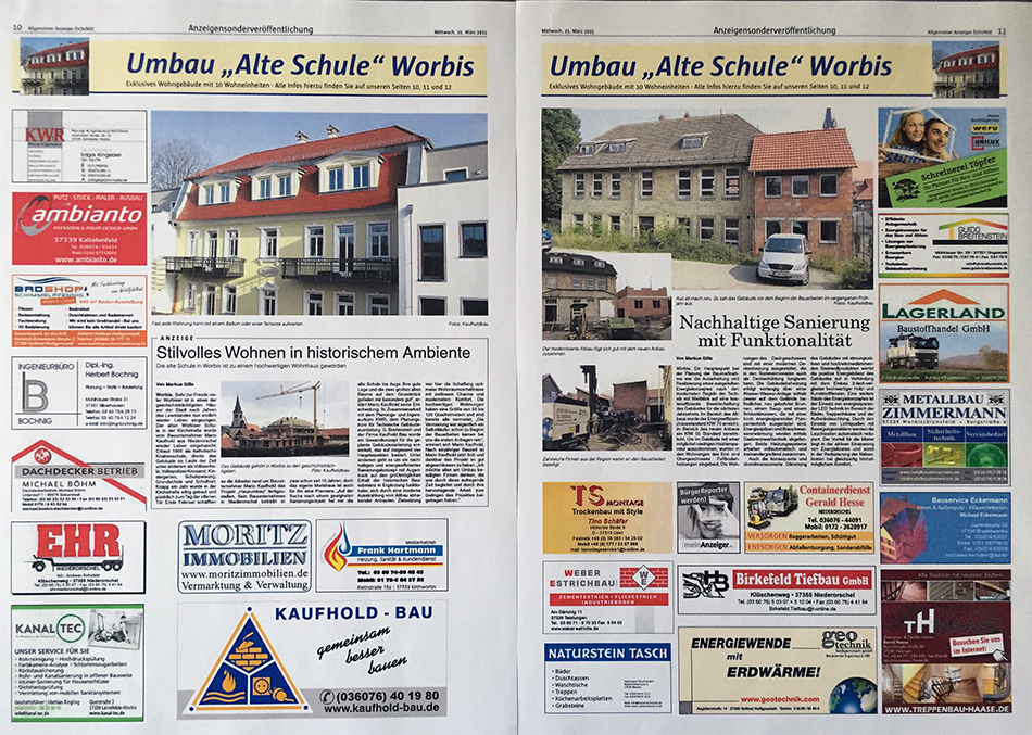 Worbis Kirchstrasse Pressebericht zur Sanierung und zum Erhalt 1