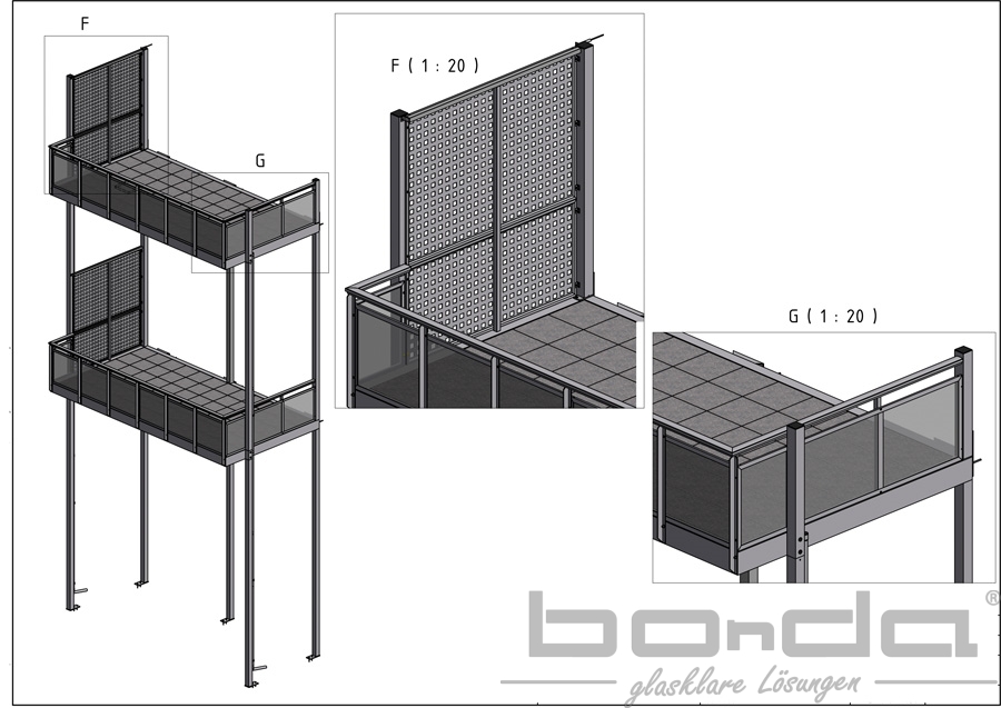 Zeichnung_Werkplanung_Balkone_bonda-balkonbau-balkonanbau-aluminiumbalkon-glasbau-balkonmontage_Bielefeld-Ravensberger-Strasse