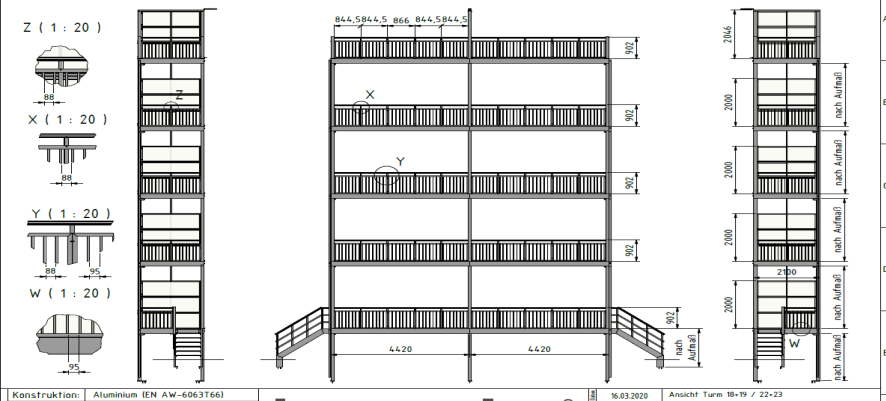 Treppenausführung der Einzel- und Doppelanlagen: BALKONANBAU Großauftrag in Hanau – 023-A Pioneer US Kaserne